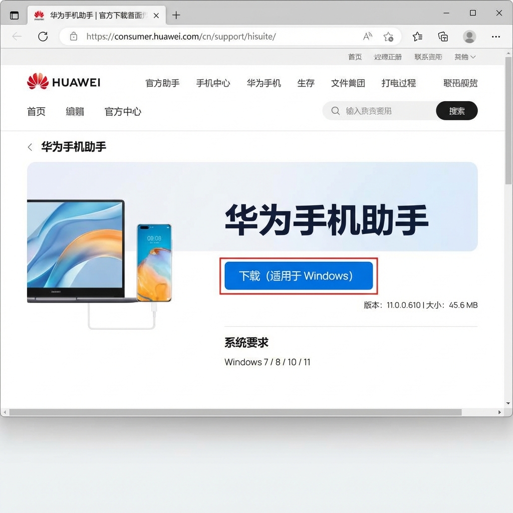 华为手机助手下载页面